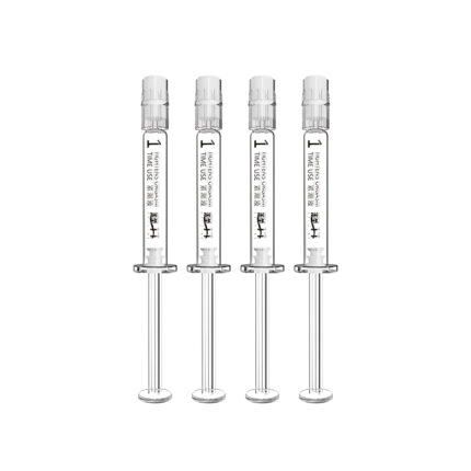 Image shows four Shui Light Therapy Gel For Women syringes, aligned vertically in a row. Each syringe is partially filled with a clear liquid and has readable text printed on the side. The plungers are at the bottom, and the needle caps are securely fastened at the top.