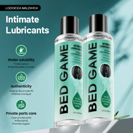 Intimate Lubricants, a premium line of personal lubricants offering water solubility, condom compatibility, and a natural formula derived from the 'Love Tree' of the Seychelles Islands. This product is designed to stimulate desire, enhance pleasure, relieve dryness, and provide antibacterial maintenance for private parts. With a focus on gentleness and safety, it is free from harmful substances, alcohol, pigments, silicone, and hormones. The refreshing, non-greasy texture ensures easy absorption and no need for washing after use. Packaged in a 6.8 FL.OZ. (200ml) bottle, it promises long-lasting lubrication and a moisturizing upgrade for an uninterrupted intimate experience. Ideal for both male and female sexual lubrication, with a three-year shelf life and clear usage instructions and precautions provided.