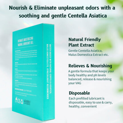 BEDGAME Intimate Moisturizing Vaginal Lubricant Gel is a premium water-based lubricant designed for long-lasting hydration and nourishment of intimate areas. Packaged with 10 pre-filled disposable applicators, each containing 0.09 fl.oz of gel, it offers a convenient and hygienic solution for feminine health care. This product is formulated to relieve dryness, reduce friction, and enhance comfort during intimate moments. It is safe for anal sex, alcohol-free, and made with natural ingredients like Centella essence for a refreshing and non-greasy experience. The easy-to-use applicators ensure precise and mess-free application, promoting a healthy and enjoyable intimate life.