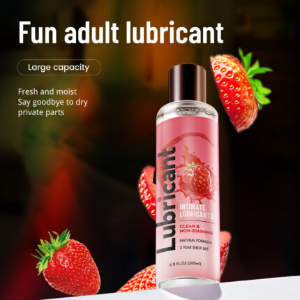 BED GAME brand offers a strawberry-flavored lubricant with a water-based formula that ensures long-lasting lubrication and is friendly to the vagina. This product is free of alcohol, silicone oil, and hormones, reduces private odors, and is hypoallergenic, designed especially for users seeking a natural and refreshing sensation. It contains natural ingredients such as glycerin, carbomer, guar gum, and sodium hyaluronate, providing a clean, non-staining, and easy-to-clean lubrication experience. The volume is 6.8 fl. oz. (200 ml), with a shelf life of up to three years, and has a soft, fresh, and non-greasy texture after use, enhanced with the sweet aroma of strawberries for an enjoyable experience.