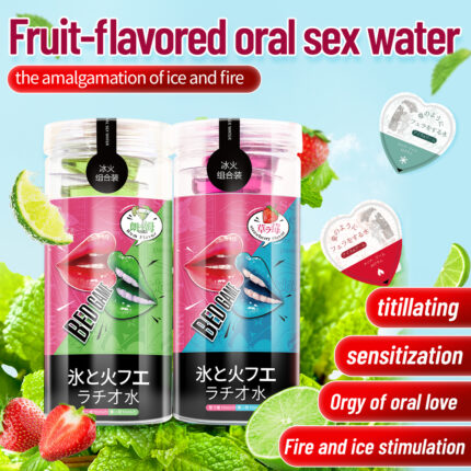 BED GAME's Oral Sex Water introduces a dual-flavor experience with the Ice and Fire Set, featuring both Strawberry and Mint, as well as Rum and Mint varieties. These 10ml x 5 multi-flavor sets are designed to stimulate and excite the senses during intimate moments. The Strawberry and Mint combination offers a sweet and refreshing taste, while the Rum and Mint provides a spirited and cooling sensation. Both options effectively mask odors and can be used in a variety of playful and sensual ways. The product is safe, easy to use, and suitable for enhancing pleasure and intimacy for both men and women.