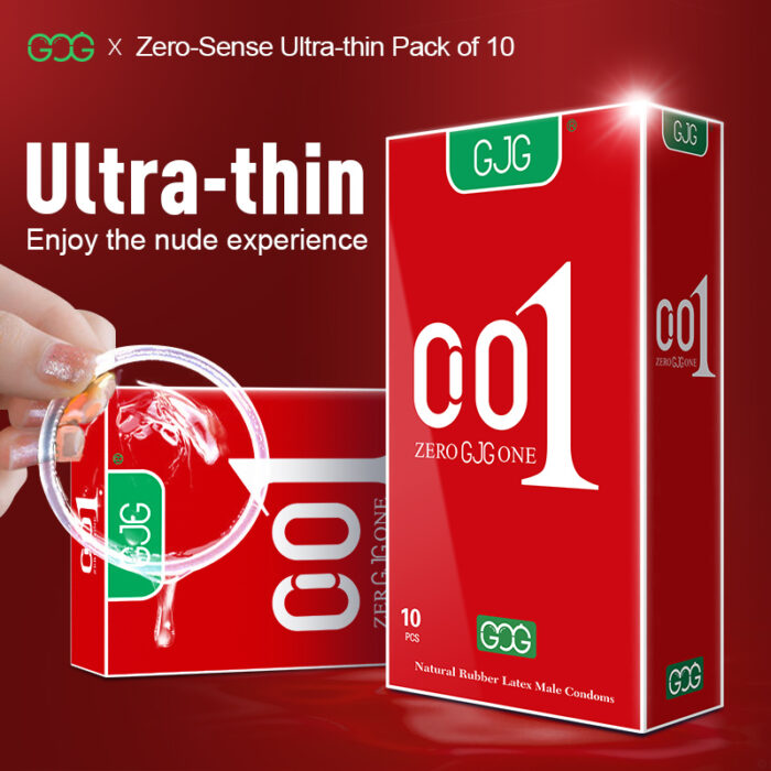 A range of condom products are on display, including easy-to-tear design, vanilla flavor, natural rubber latex material, zero sensitivity ultra-thin experience, lubrication fit and detailed product information